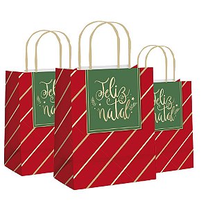 Sacola de Papel - Feliz Natal - 10 unidades - Cromus - Rizzo