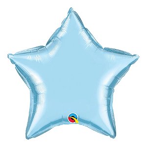 Balão de Festa Microfoil 20" 50cm - Estrela Azul Claro Metalizado - 1 unidade - Qualatex Outlet - Rizzo
