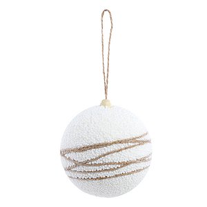 Bola de Natal - Bolinhas Branca e Juta - 10cm - 4 unidades - Cromus - Rizzo