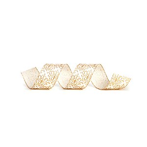 Fita Aramada Arabesco - Branco/Ouro - 3,8cm x 9,14m - 1 unidade - Cromus - Rizzo