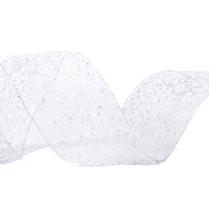 Fita Decorativa - Teia com Lantejoulas Brancas - 6,3x914cm - 1 unidade - Rizzo