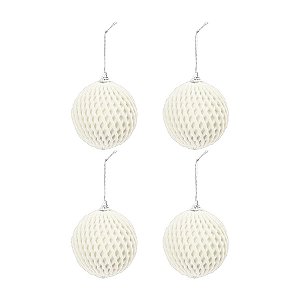 Bolas de Natal Paete - Branco - 10cm - 4 unidades - Cromus - Rizzo
