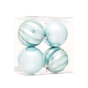 Bola de Natal - Lisas/Gosmos Azul - 10cm - 4 unidades - Cromus - Rizzo