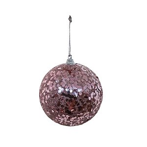 Bola de Natal - Paetê Rose - 8 cm - 6 unidades - Cromus - Rizzo
