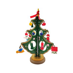 Enfeite de Madeira Árvore de Natal Verde - 17,5cm - 1 unidade - Rizzo