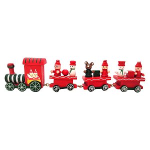 Enfeite de Madeira de Natal Trem - Vermelho - 20cm - 1 unidade - Rizzo