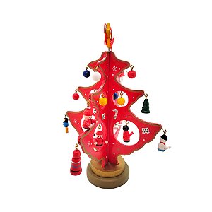 Enfeite de Madeira Árvore de Natal Vermelha - 17,5cm - 1 unidade - Rizzo