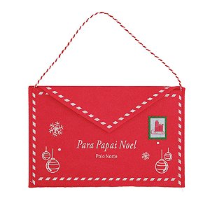Envelope em Feltro de Natal - Vermelho - 25x16cm - 1 unidade - Cromus - Rizzo