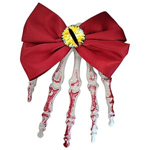 Presilha de Halloween - Mão com Laço Vermelho - 14x8,5cm - 1 unidade - Rizzo - Rizzo
