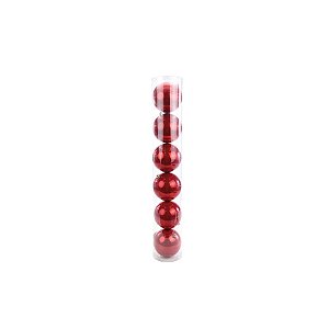 Bolas de Natal em Tubo - Vermelho - 4cm - 6 unidades - Cromus - Rizzo