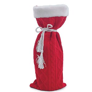 Saco Decorativo de Natal para Garrafa - Vermelho - 35cm - 1 unidade - Cromus - Rizzo