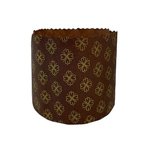 Forma Panetone 250g  - Marrom Decorada com Trevos - 10 unidades - Ultrafest - Rizzo