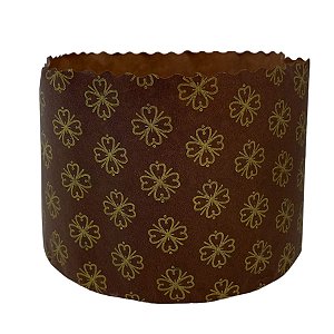 Forma Panetone 500g - Marrom Decorada com Trevos - 10 unidades - Ultrafest - Rizzo