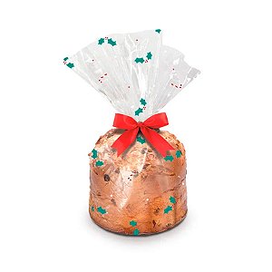 Saco Transparente para Panetone de 500g - Azevinho - 25x35cm - 100 unidades - Cromus - Rizzo