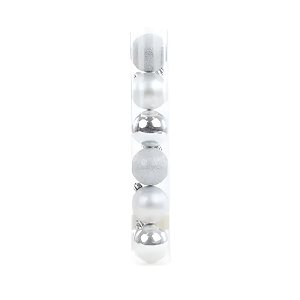 Bola De Natal em Tubo - Prata - 10cm - 6 unidades - Cromus - Rizzo