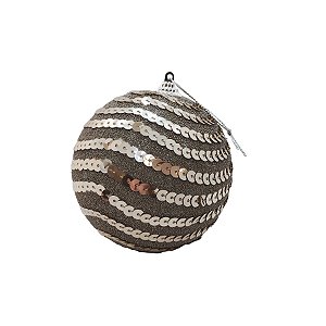 Bola de Natal Paetê - Cinza - 8cm - 3 unidades - Rizzo