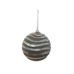 Bola de Natal Paetê - Cinza - 8cm - 3 unidades - Rizzo