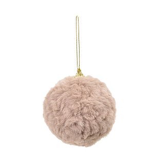 Bola de Natal - Peluciada Marrom Claro - 10cm - 4 unidades - Cromus - Rizzo