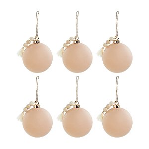 Bola de Natal Lisa - Marrom Claro - 8cm  - 6 unidades - Cromus - Rizzo