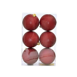 Bola de Natal Lisa - Vinho Matte - 8cm - 6 unidades - Cromus - Rizzo