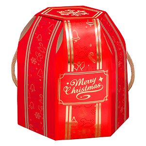 Caixa Panetone com Alça Premium - Natal Clássico -  5 unidades - Ideia Embalagens - Rizzo