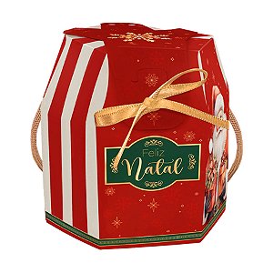 Caixa Mini Panetone com Alça Premium - Natal Noel - 10x10x12cm - Ref 5125 - 5 unidades - Ideia Embalagens - Rizzo
