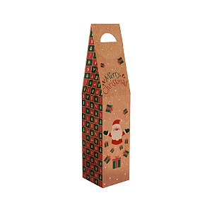 Caixa para Bebida - Natal Kraft - 8,5x8,5x39cm - 5 unidades - Ideia Embalagens - Rizzo