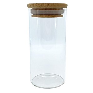 Pote de Vidro Hermético com Tampa de Bambu - 6x12cm - 250ml - 1 unidade - Rizzo