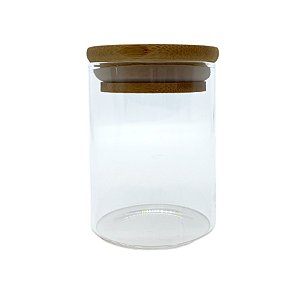 Pote de Vidro Hermético com Tampa de Bambu - 6x8cm - 160ml - 1 unidade - Rizzo