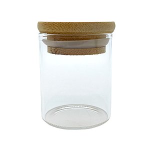 Pote de Vidro Hermético com Tampa de Bambu - 5x6cm - 75ml - 1 unidade - Rizzo