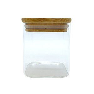 Pote de Vidro Hermético com Tampa de Bambu - 8x10cm - 425ml - 1 unidade - Rizzo