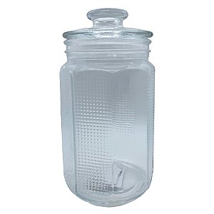 Pote de Vidro Octagonal Texturizado com Tampa Hermética - 19cm - 1100ml - 1 unidade - Rizzo