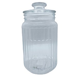 Pote de Vidro Canelado com Tampa Hermética - 19cm - 1100ml - 1 unidade - Rizzo