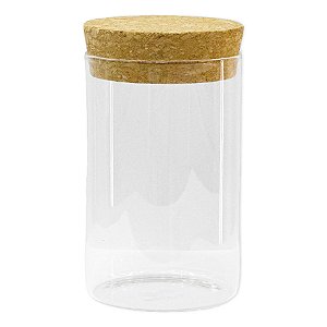 Pote de Vidro Hermético Tampa de Rolha - 6,5x10cm - 250ml - 1 unidade - Rizzo