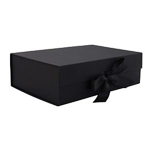 Caixa de Papel Rígido Retangular Preto com Imã e Fita - 1 unidade - Rizzo