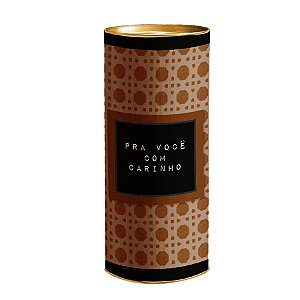 Lata para Presente Rígida - Pra Você com Carinho Rattan - 1 unidade - Cromus - Rizzo