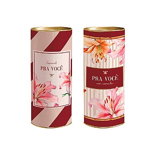 Lata para Presente Rígida - Pra Você com Carinho Rosa  - 1 unidade - Cromus - Rizzo