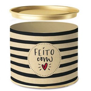 Lata para Bombons Feito com Amor - 7x10cm - 01 unidade - Cromus - Rizzo Embalagens
