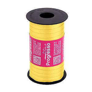 Fita de Cetim 7mm nº1 - 100m Cor 2052 Amarelo Claro - 1 unidade - Fitas Progresso - Rizzo