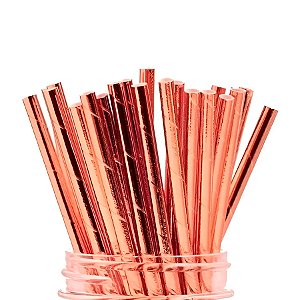 Canudo de Papel Metalizado - Rose - 25 unidades - Rizzo