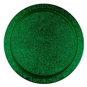 Base para Bolo Cake Board Redondo - Verde Metalizado - 28cm - 1 unidade - Regina - Rizzo