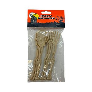 Talheres Plásticos de Halloween - Esqueleto - 15cm - 3 unidades - Rizzo