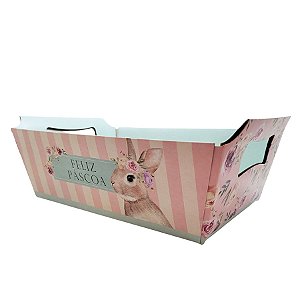 Cesta de Papel Cartão Páscoa - Feliz Páscoa - 29x8x20cm - 1 unidade - Cromus - Rizzo