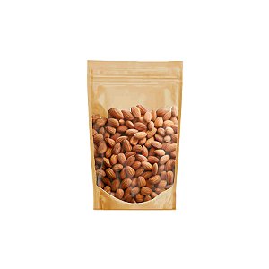 Saco de Papel Kraft Frente Transparente Stand Up Pouch Zip 9x14x3cm - Hermético e Impermeável Dentro e Fora - 50 un