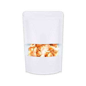 Saco de Papel Branco com Visor Stand Up Pouch Zip 12x20x4cm - Hermético e Impermeável Dentro e Fora - 50 un - Rizzo
