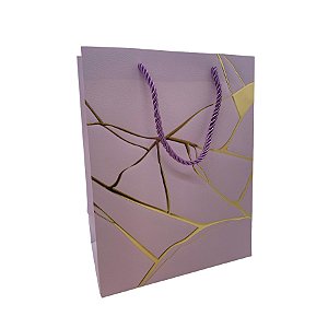 Sacola de Papel para Presente Marmorizada - Lilás - 23x18x10cm - 1 unidade - Rizzo