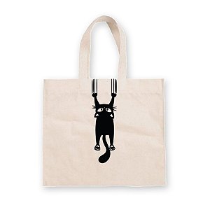 Sacola de Algodão Cru com Estampa Pet - Gato Arranhando - 1 unidade - Rizzo