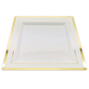 Prato Descartável Quadrado Premium Ouro - 26cm - 6 unidades - Rizzo