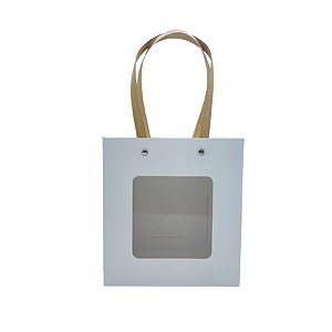 Sacola de Papel com Gaveta e Visor 18x16,5x8,5 Branca - 1 unidade - Rizzo