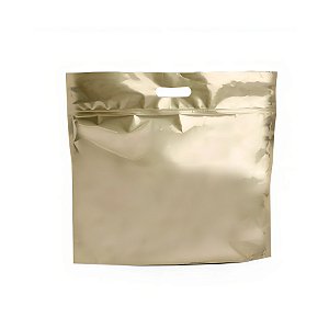 Saco para Presente Metalizado com Zip - Ouro - 1 unidade - Cromus - Rizzo